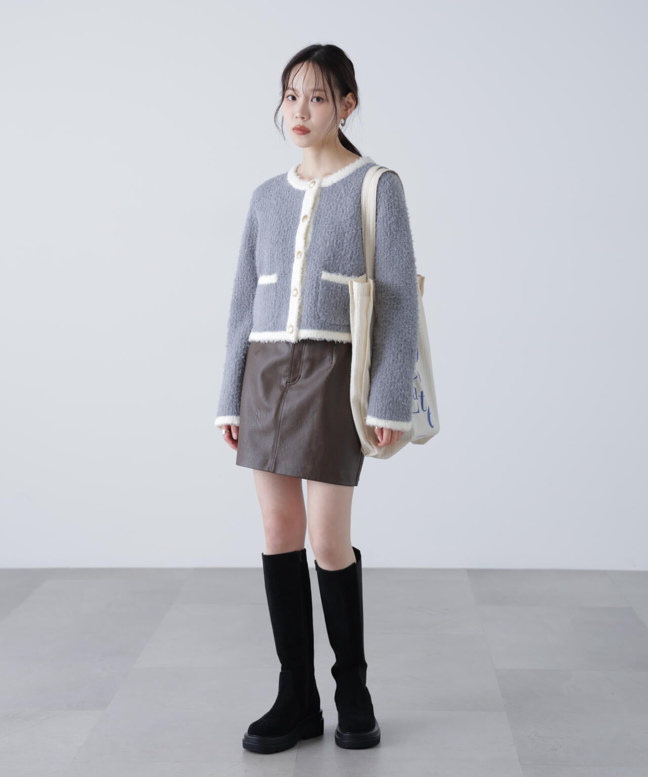 金ボタンバイカラーニットカーディガン | FREE'S MART（フリーズマート