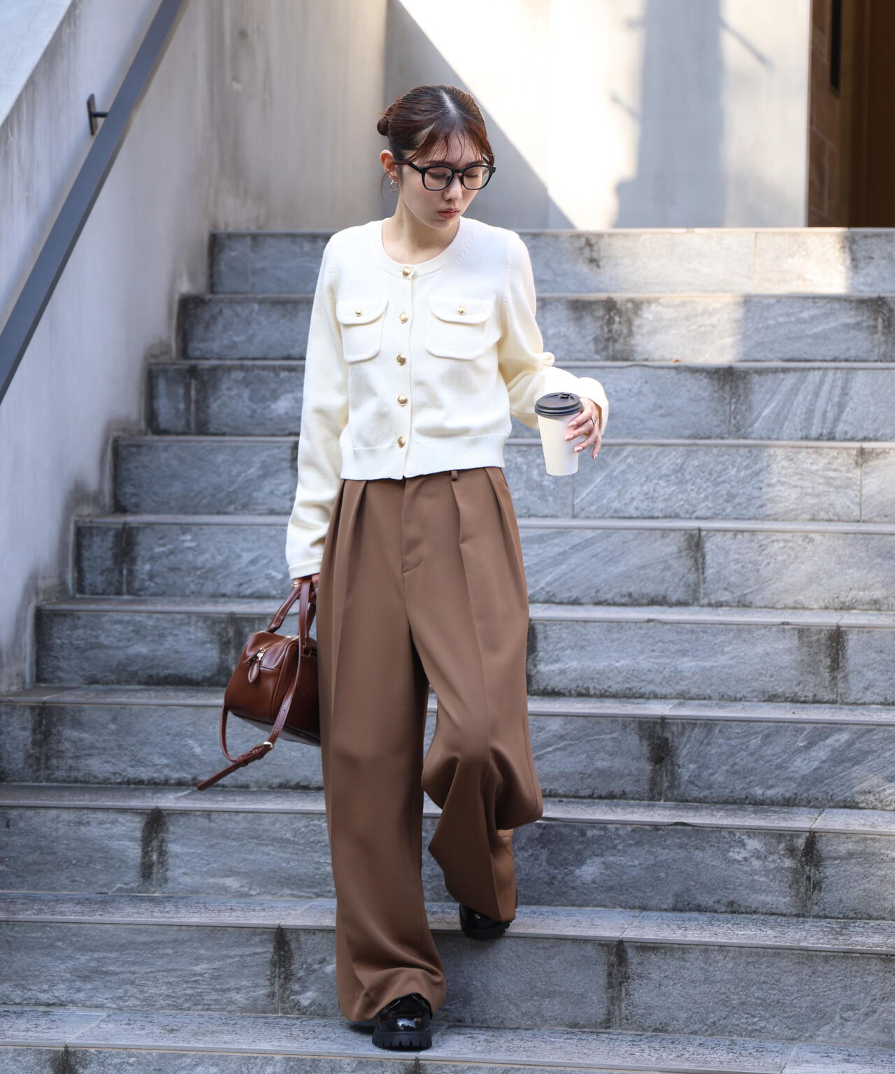 フロントポケット金ボタンニットカーディガン