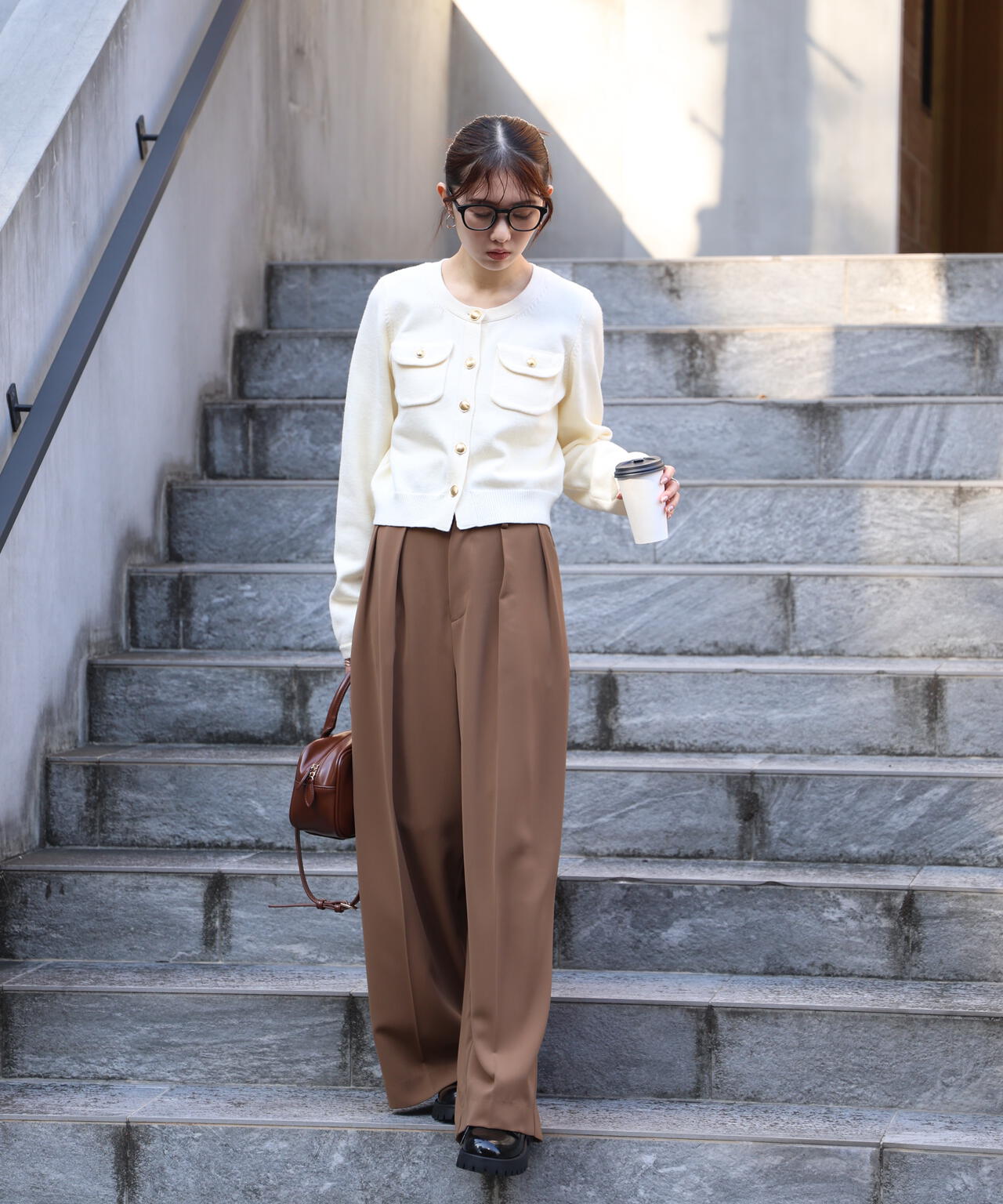 フロントポケット金ボタンニットカーディガン