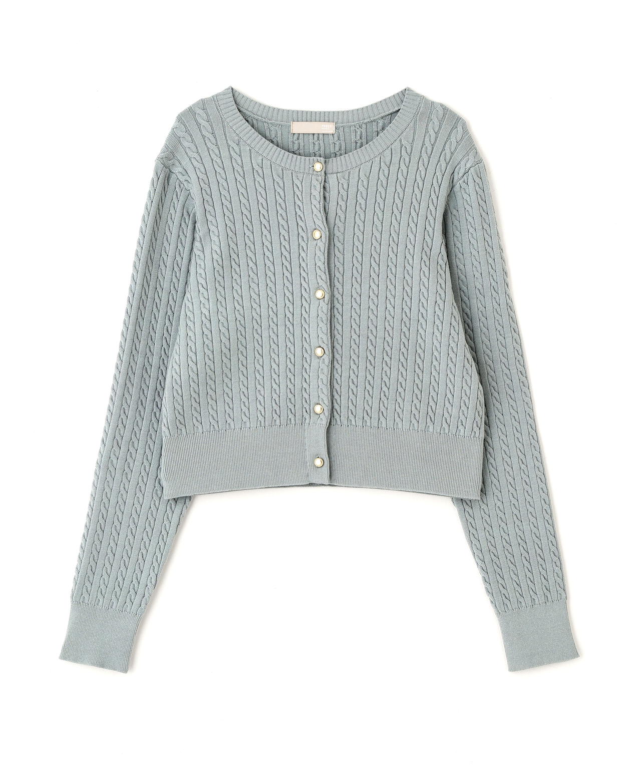 金ボタンミニケーブルカーディガン