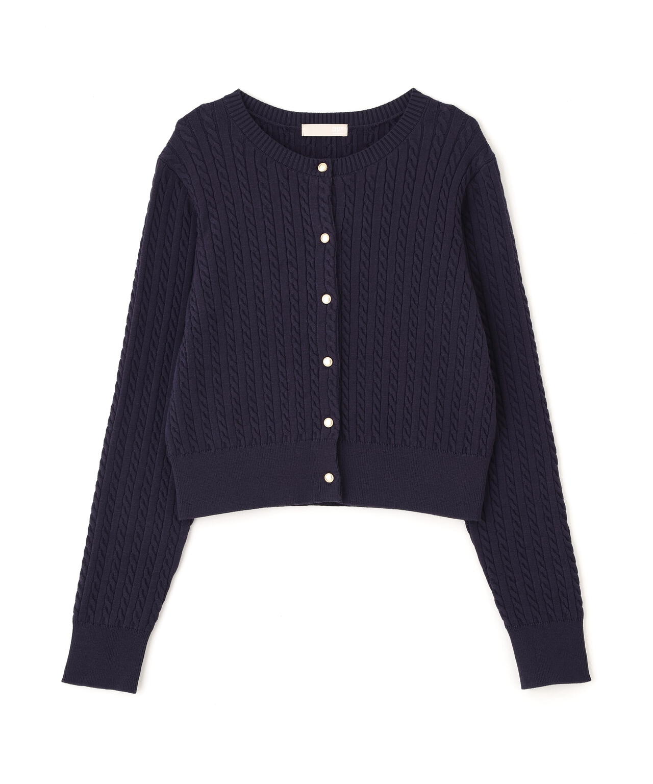 金ボタンミニケーブルカーディガン