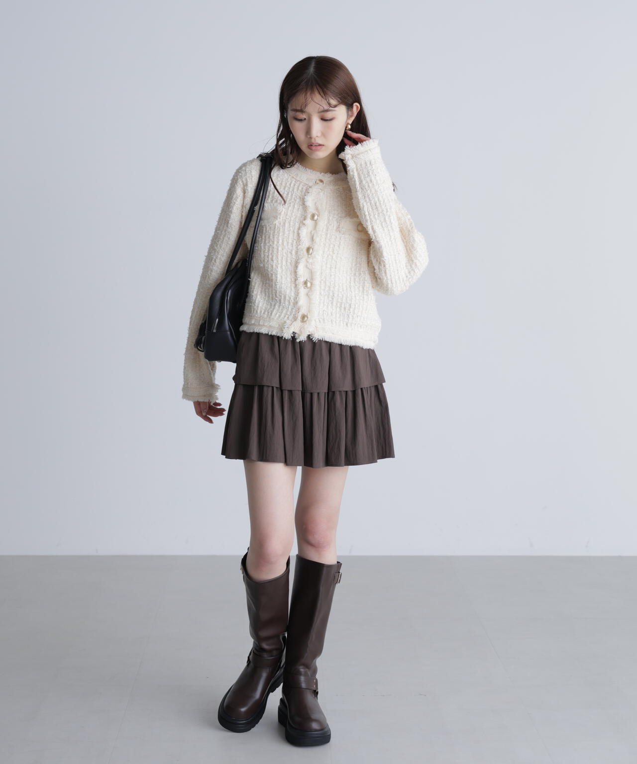 ツィードニットカーディガン