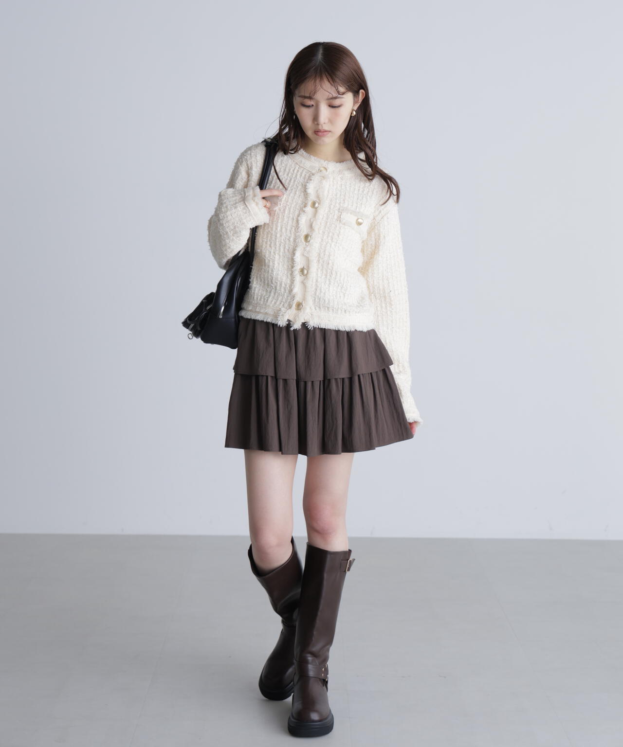 まぃまぃ【FENDI】カーディガン＋【FREE'S MART】スカート フリーズ マート FREE'S MART ラメカーディガン×ナロースカート