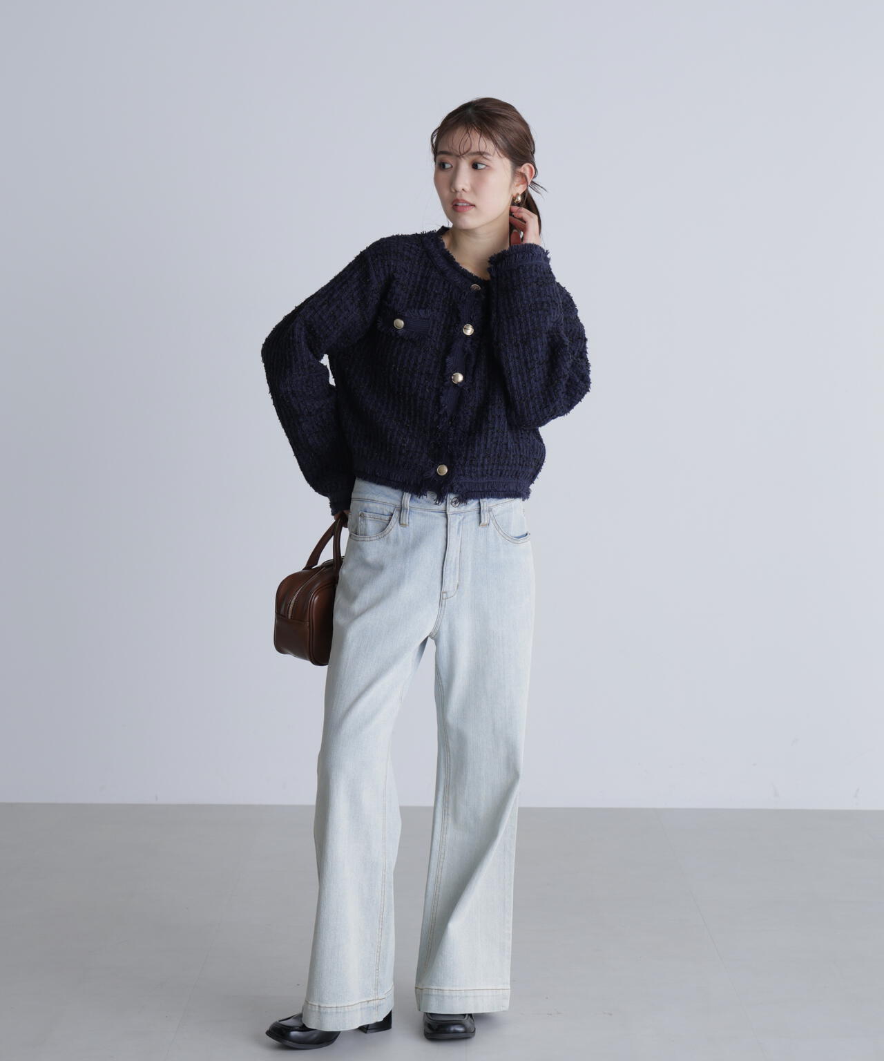 ツィードニットカーディガン