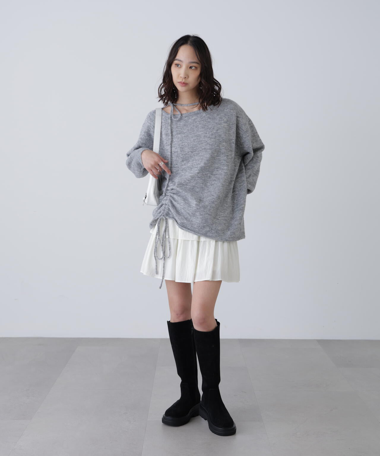 ワンショルルーズニット