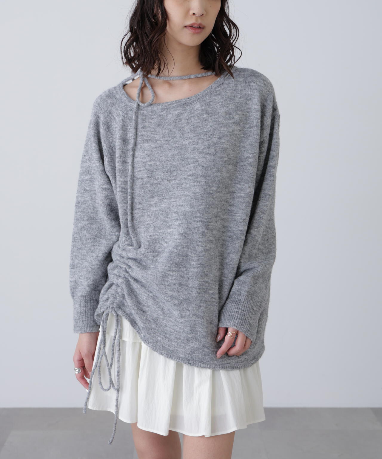 ワンショルルーズニット