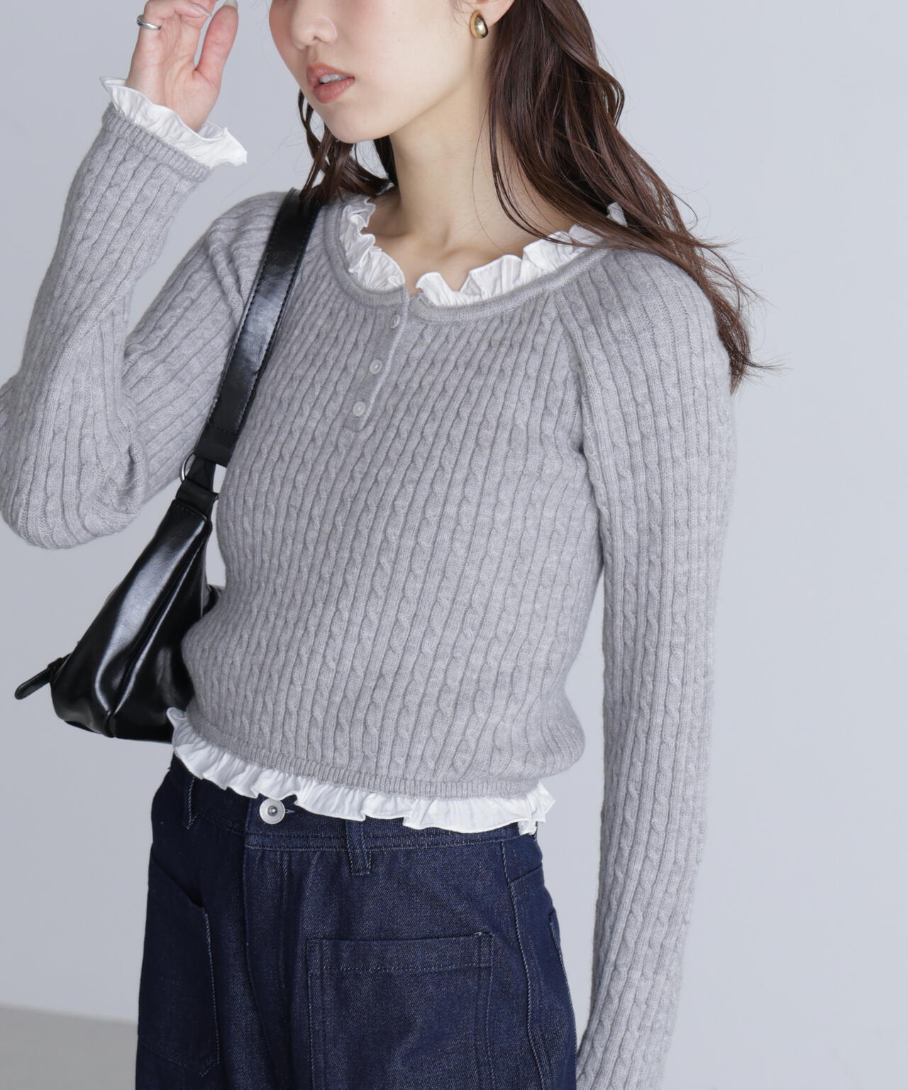 フリルドッキングコンパクトケーブルニット | FREE'S MART（フリーズ