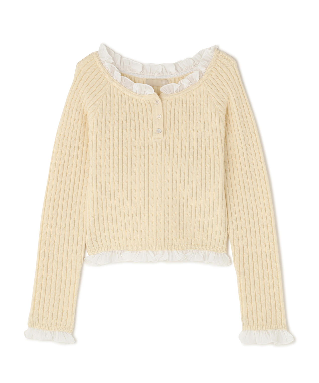 フリルドッキングコンパクトケーブルニット