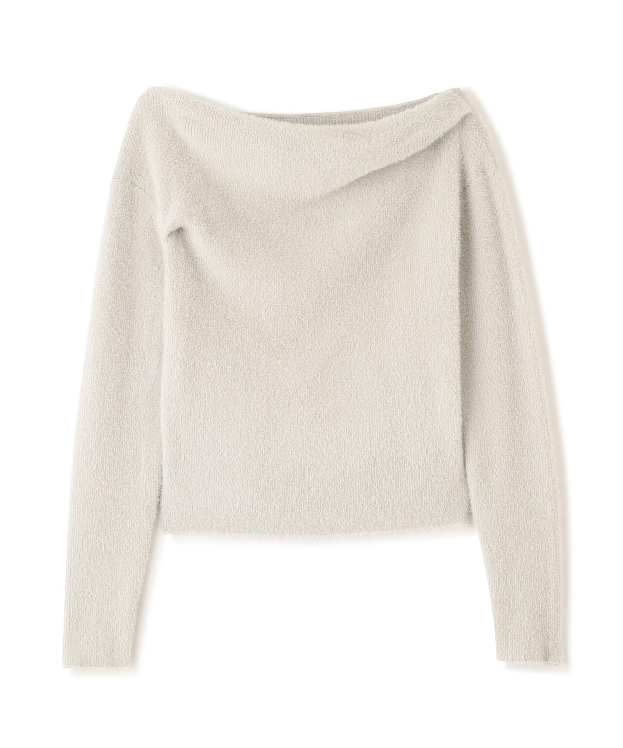 【MFM】シャギーオフショルドレープネックニット