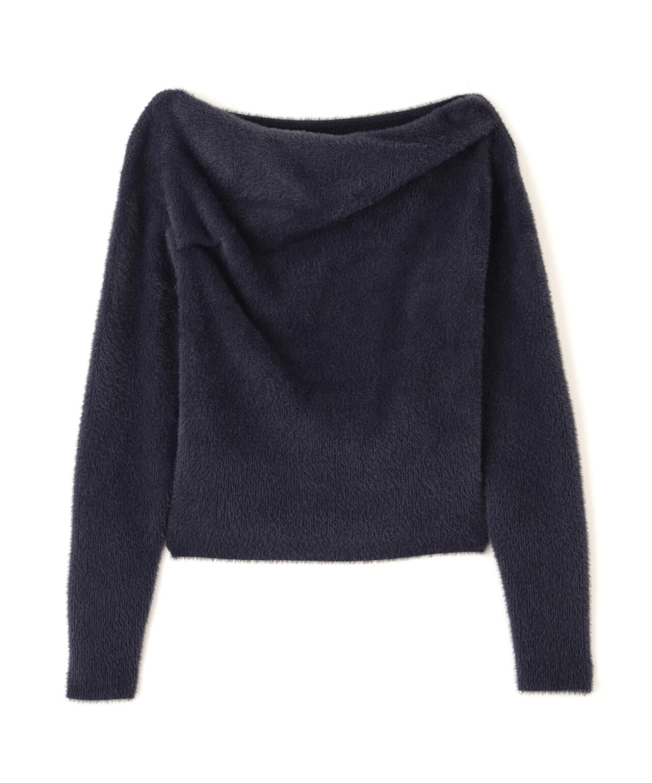 【MFM】シャギーオフショルドレープネックニット