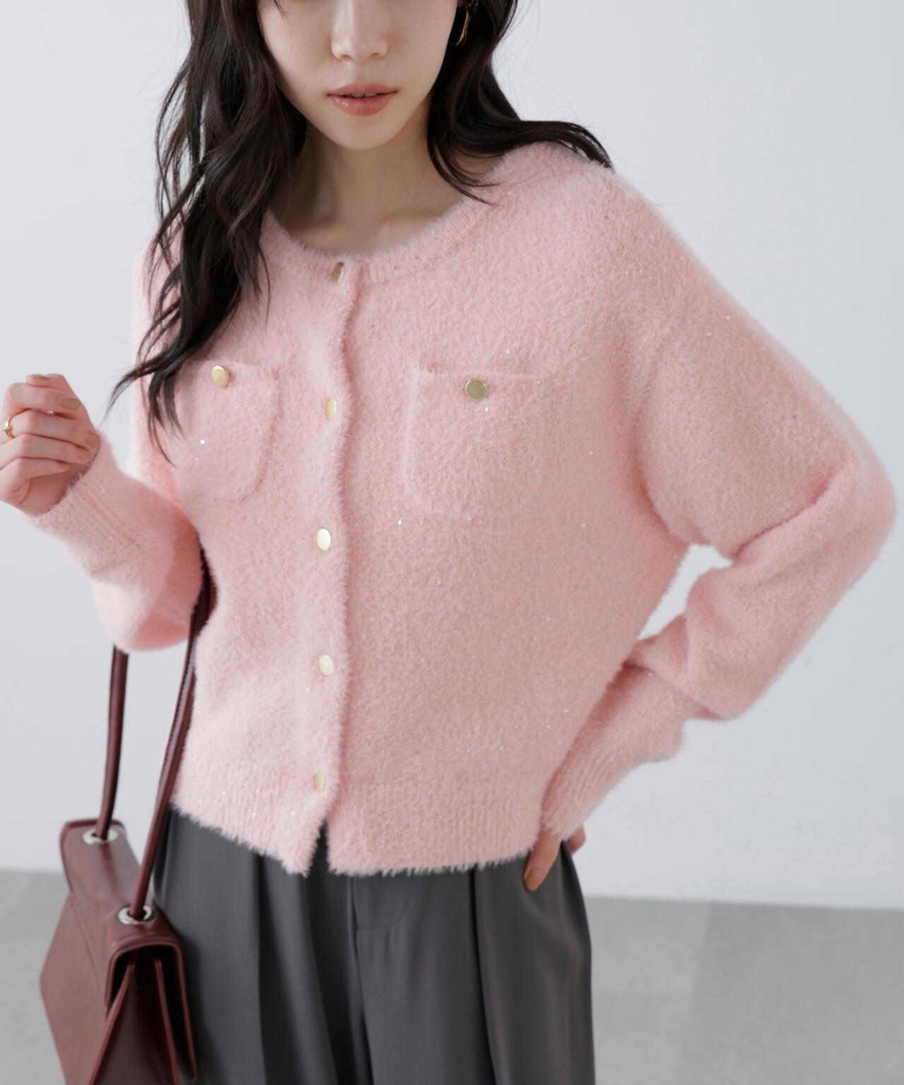 ベージュ・ピンク 追加生産予約】【MFM】金ボタンへアリースパンコール