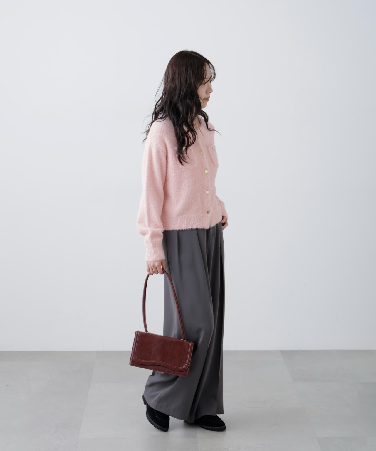 【MFM】金ボタンへアリースパンコールニットカーディガン