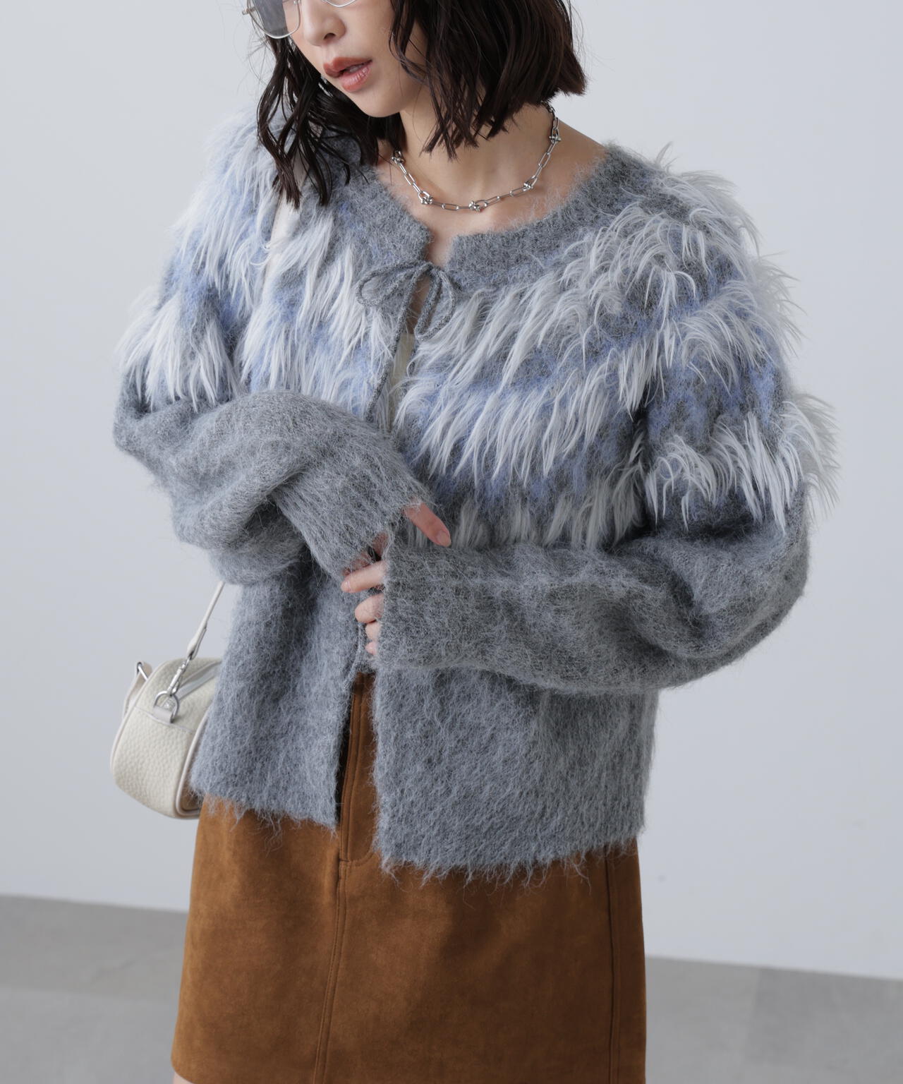 前後２ＷＡＹノルディック柄リボンカーディガン