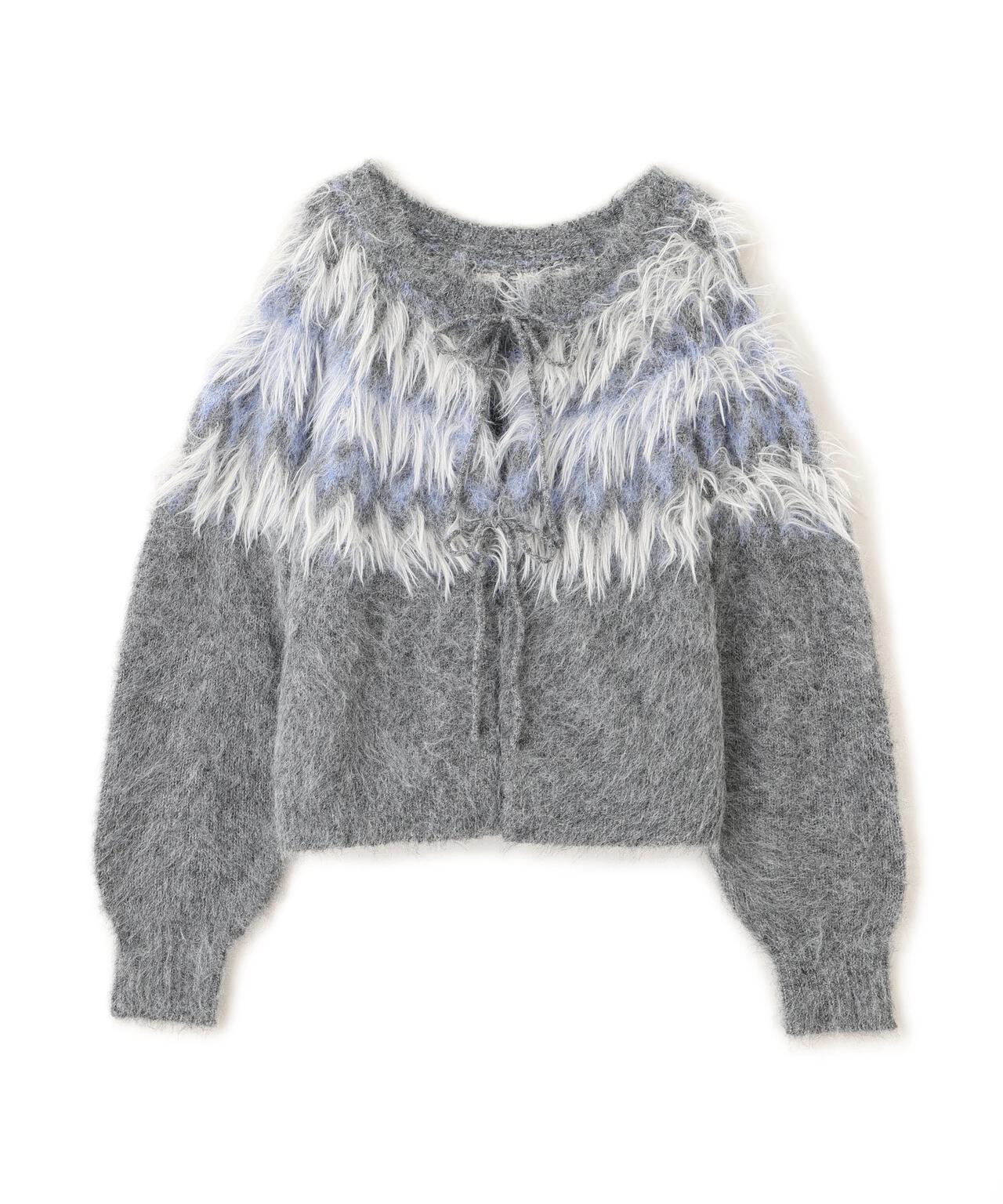 前後２ＷＡＹノルディック柄リボンカーディガン