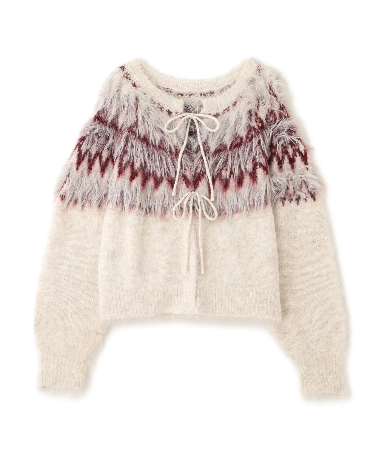 前後２ＷＡＹノルディック柄リボンカーディガン