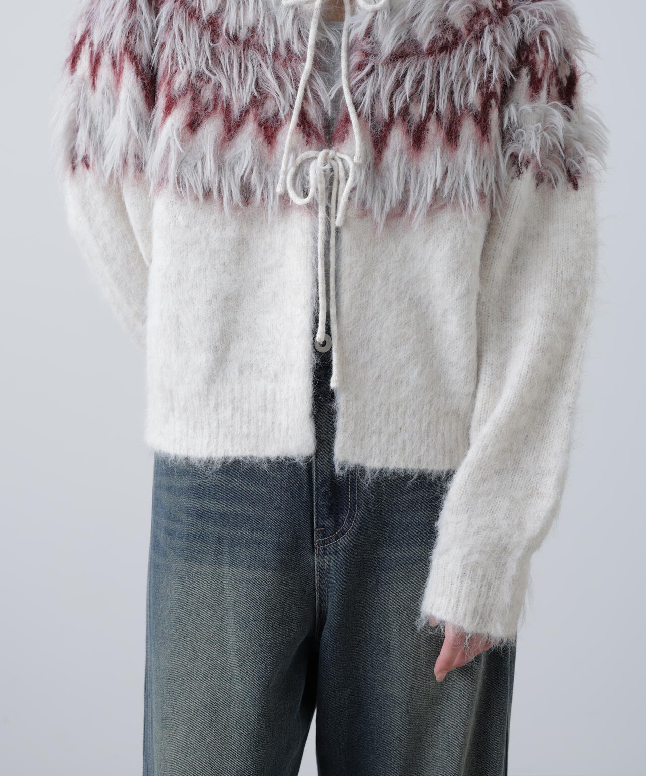 前後２ＷＡＹノルディック柄リボンカーディガン