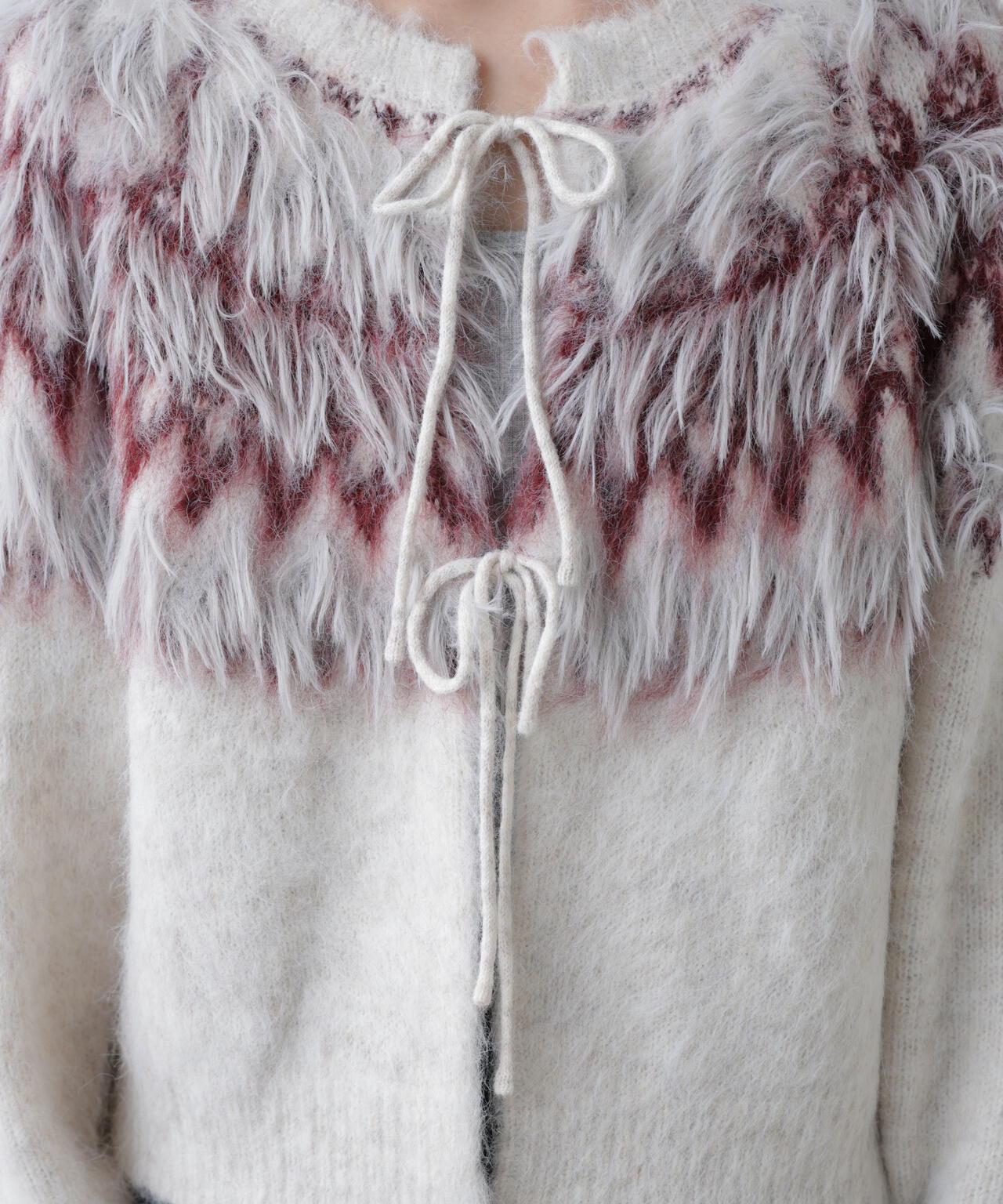 前後２ＷＡＹノルディック柄リボンカーディガン