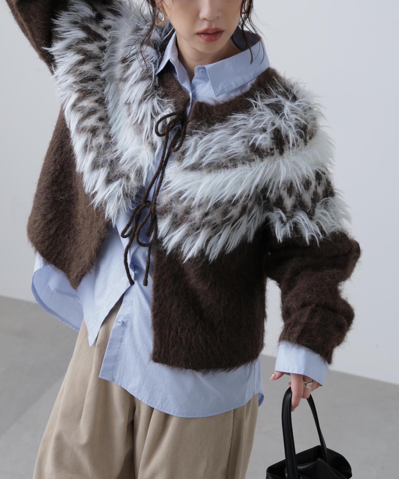 前後２ＷＡＹノルディック柄リボンカーディガン