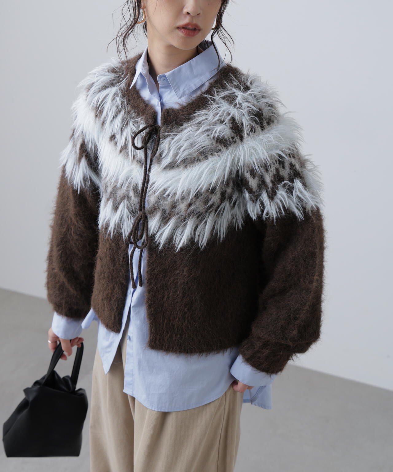 前後２ＷＡＹノルディック柄リボンカーディガン