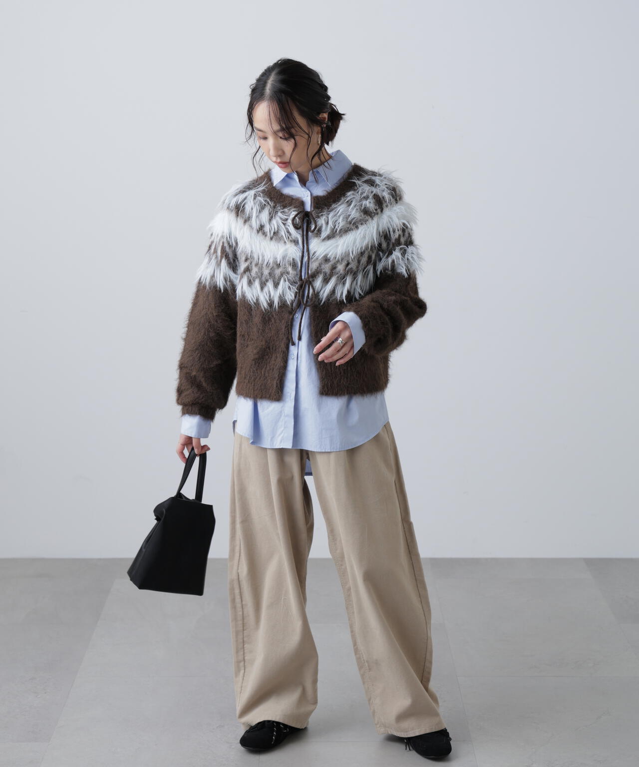 前後２ＷＡＹノルディック柄リボンカーディガン