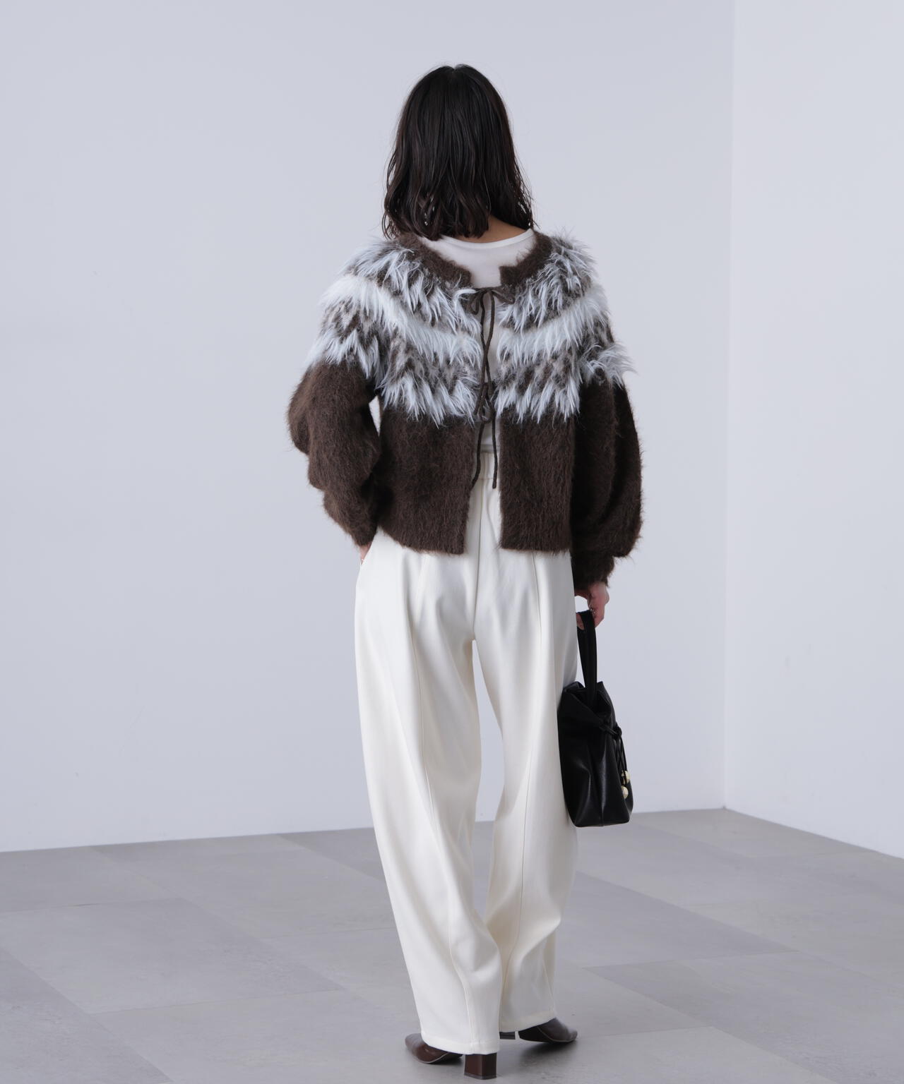 前後２ＷＡＹノルディック柄リボンカーディガン