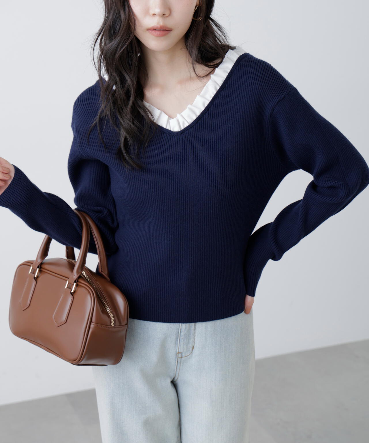 RIO企画】フリルドッキングVネックニット〈MFM〉 | FREE'S MART