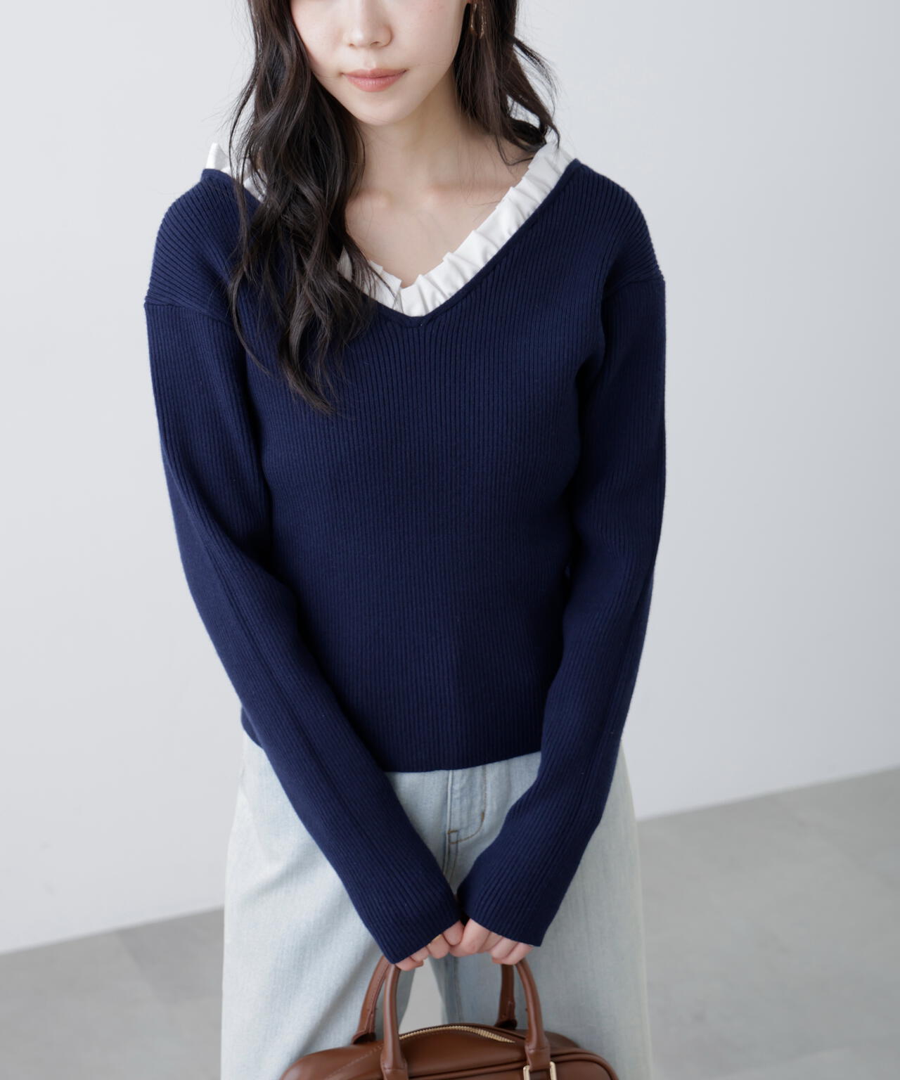 RIO企画】フリルドッキングVネックニット〈MFM〉 | FREE'S MART