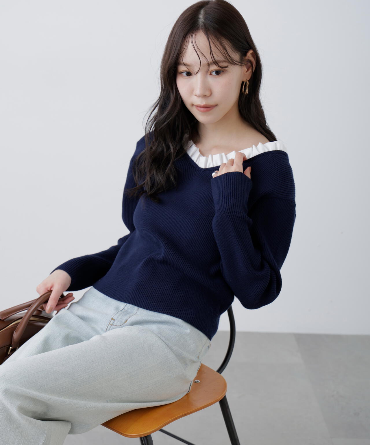 RIO企画】フリルドッキングVネックニット〈MFM〉 | FREE'S MART