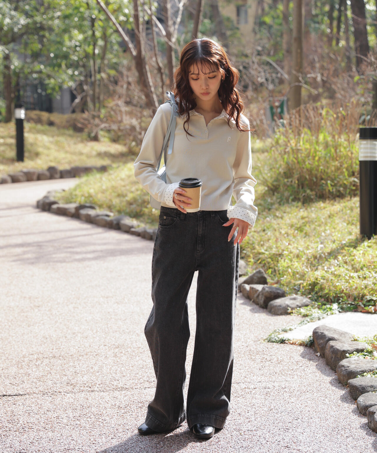 衿付きレイヤード風ポロニット