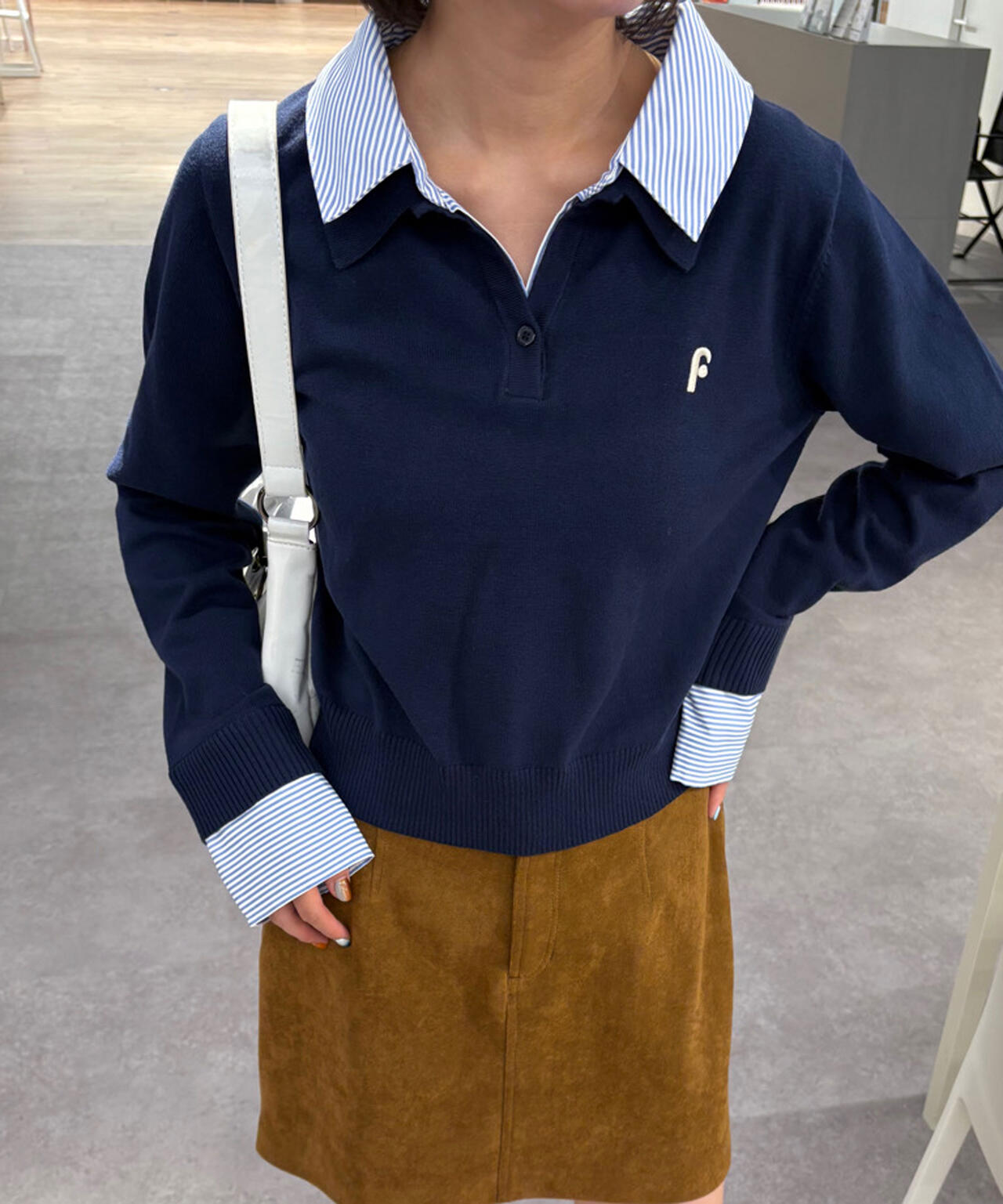 【WEB限定】衿付きレイヤード風ポロニット