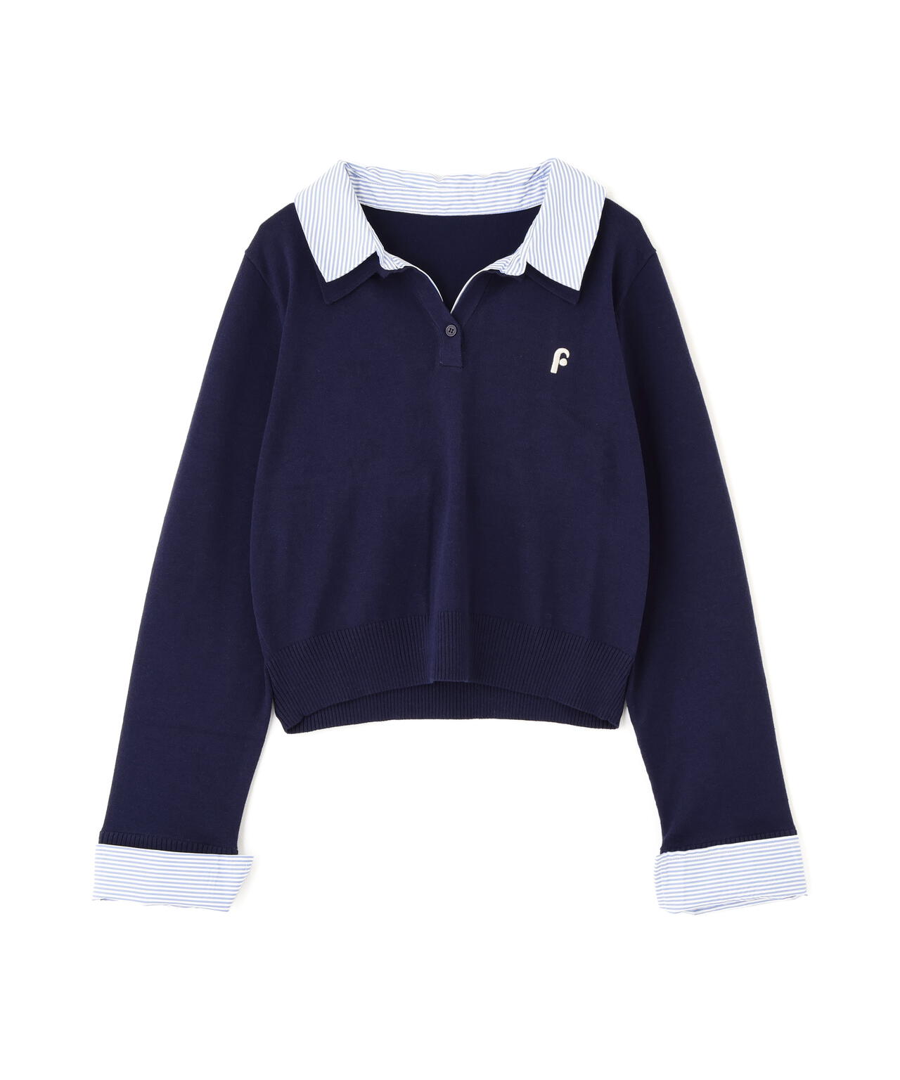 【WEB限定】衿付きレイヤード風ポロニット