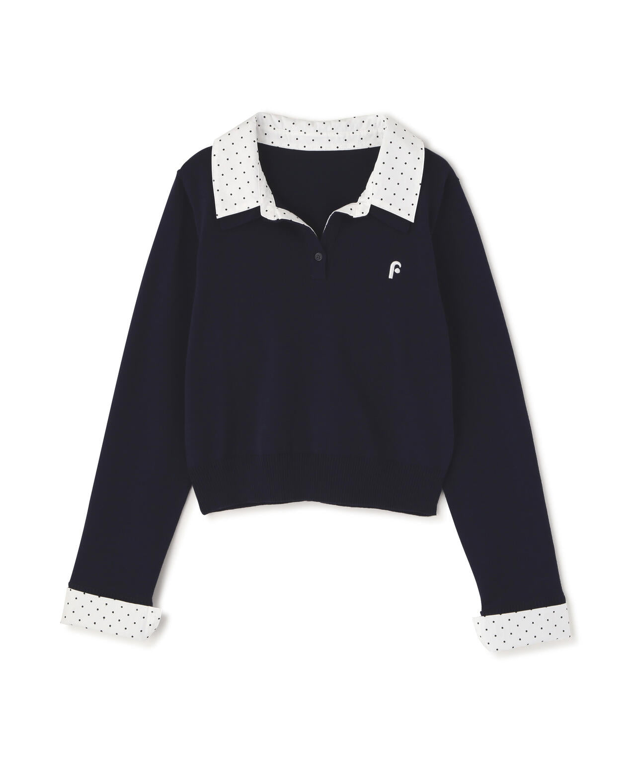 衿付きレイヤード風ポロニット