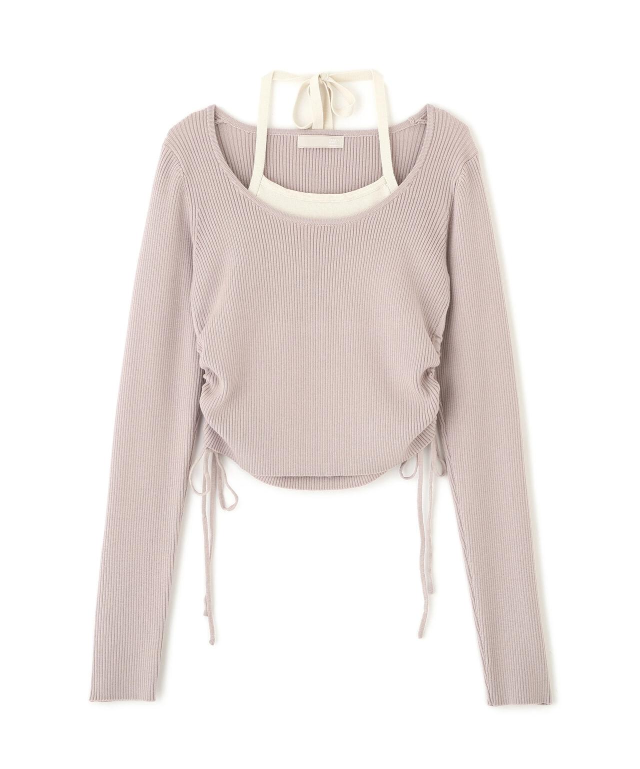 ホルターネックレイヤードサイドドロストニット