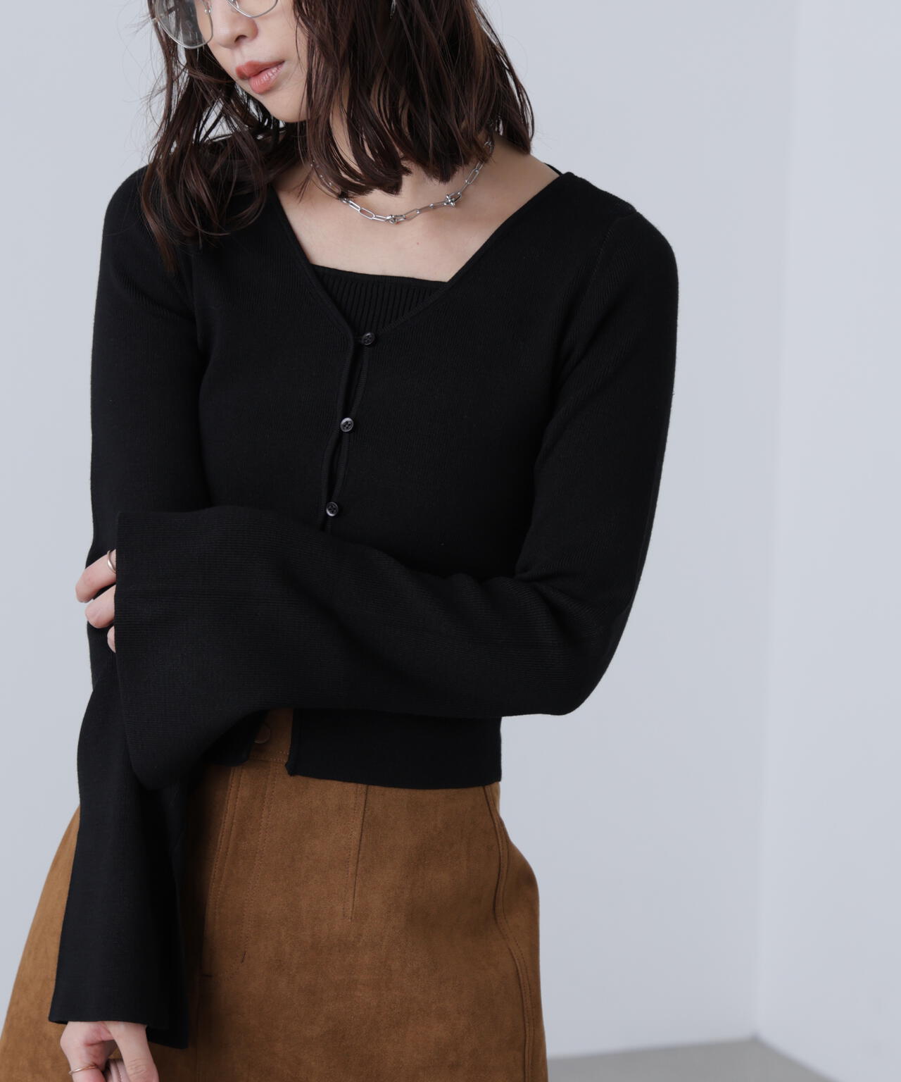 キャミレイヤードニットカーディガン