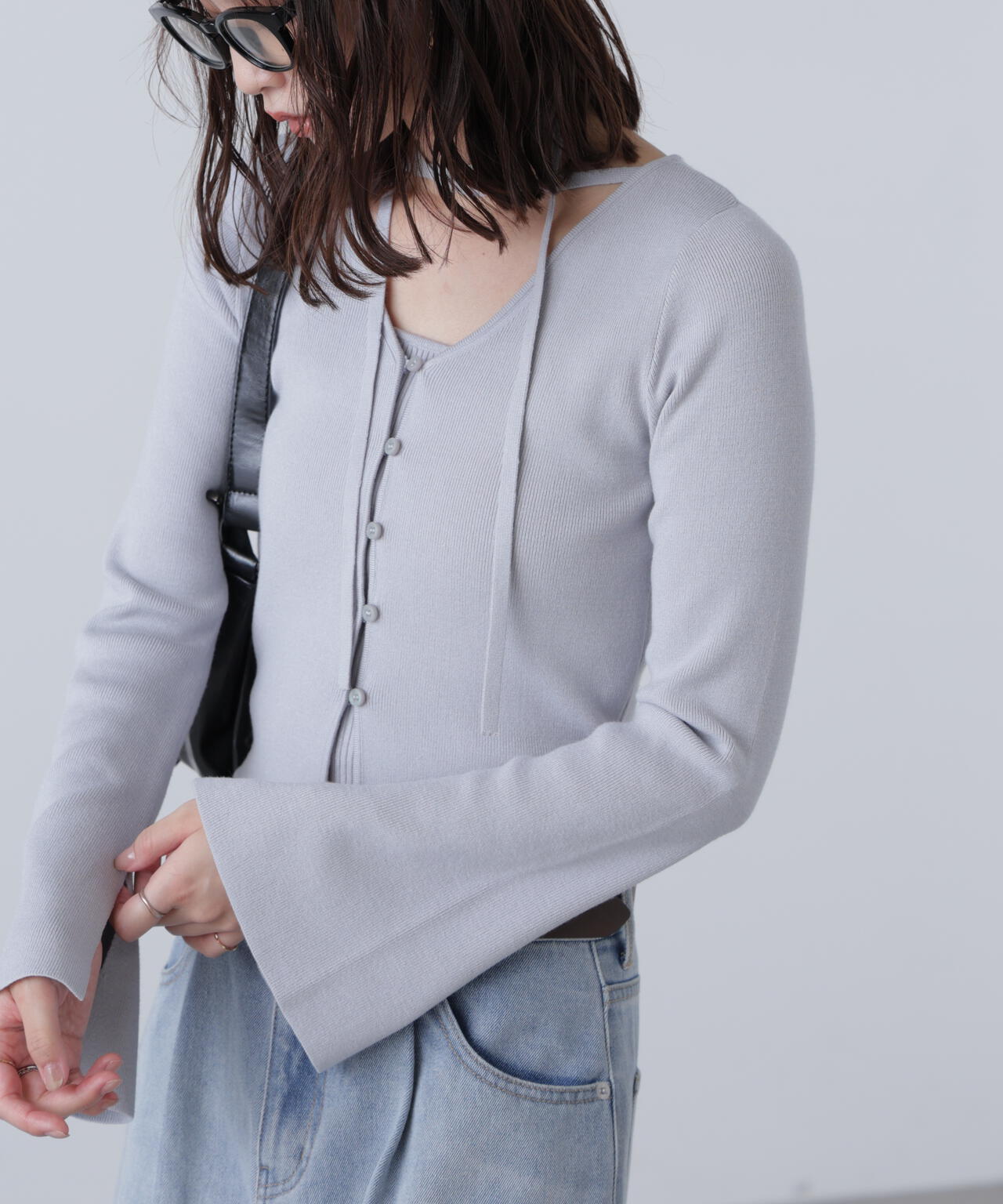 キャミレイヤードニットカーディガン