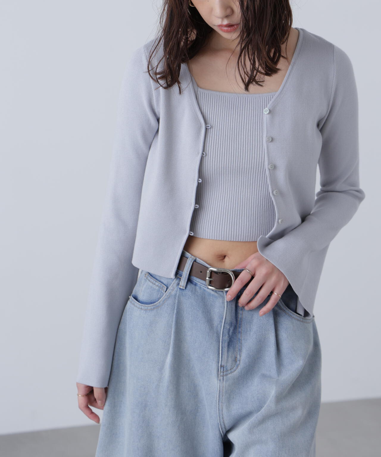 キャミレイヤードニットカーディガン