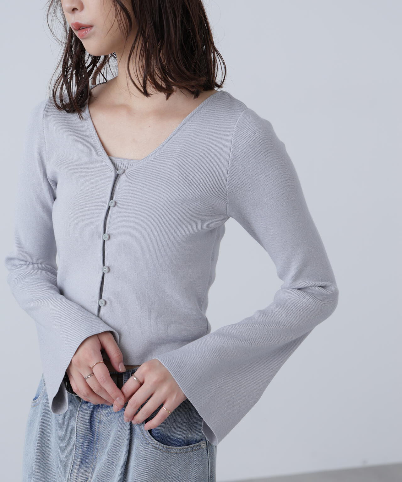 キャミレイヤードニットカーディガン