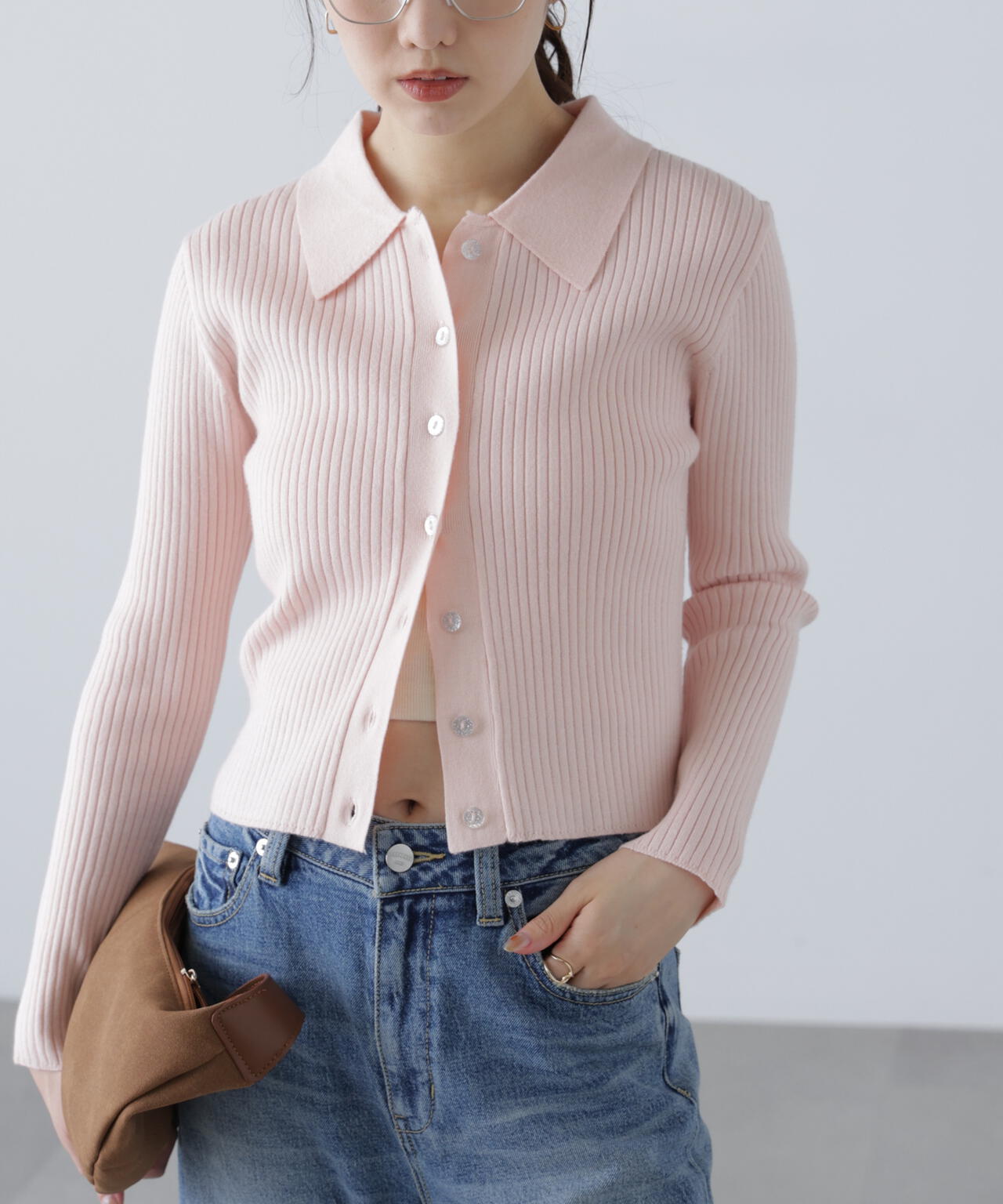 〈ＭＦＭ〉きらきらボタン襟ニット