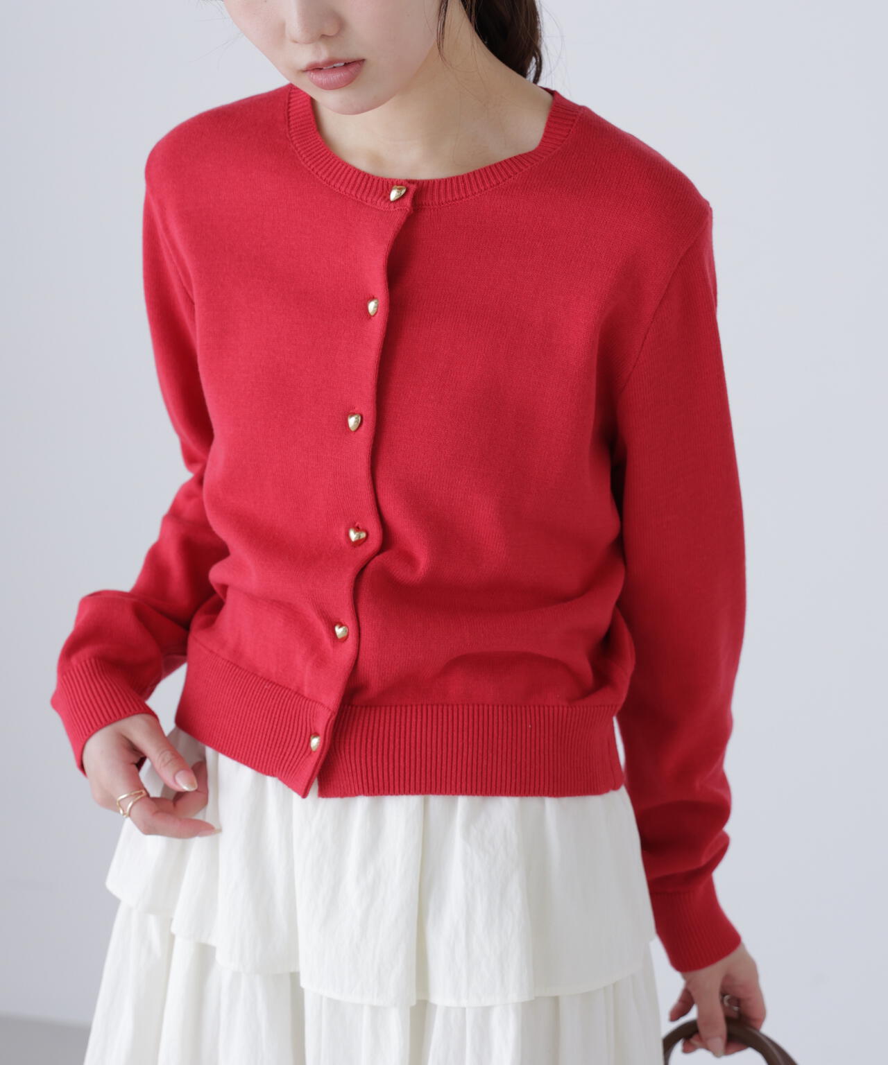 ハートボタンニットカーディガン