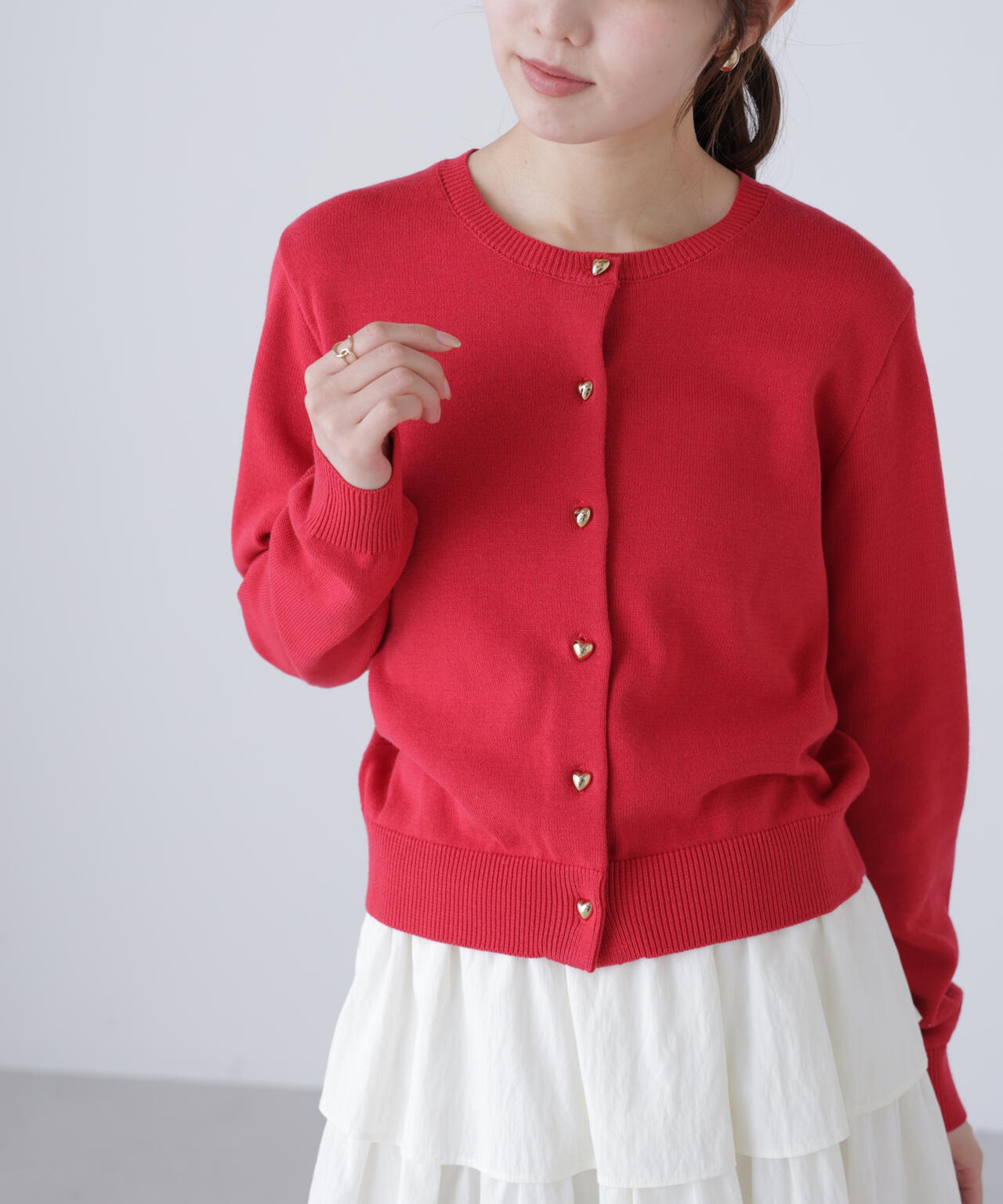 ハートボタンニットカーディガン
