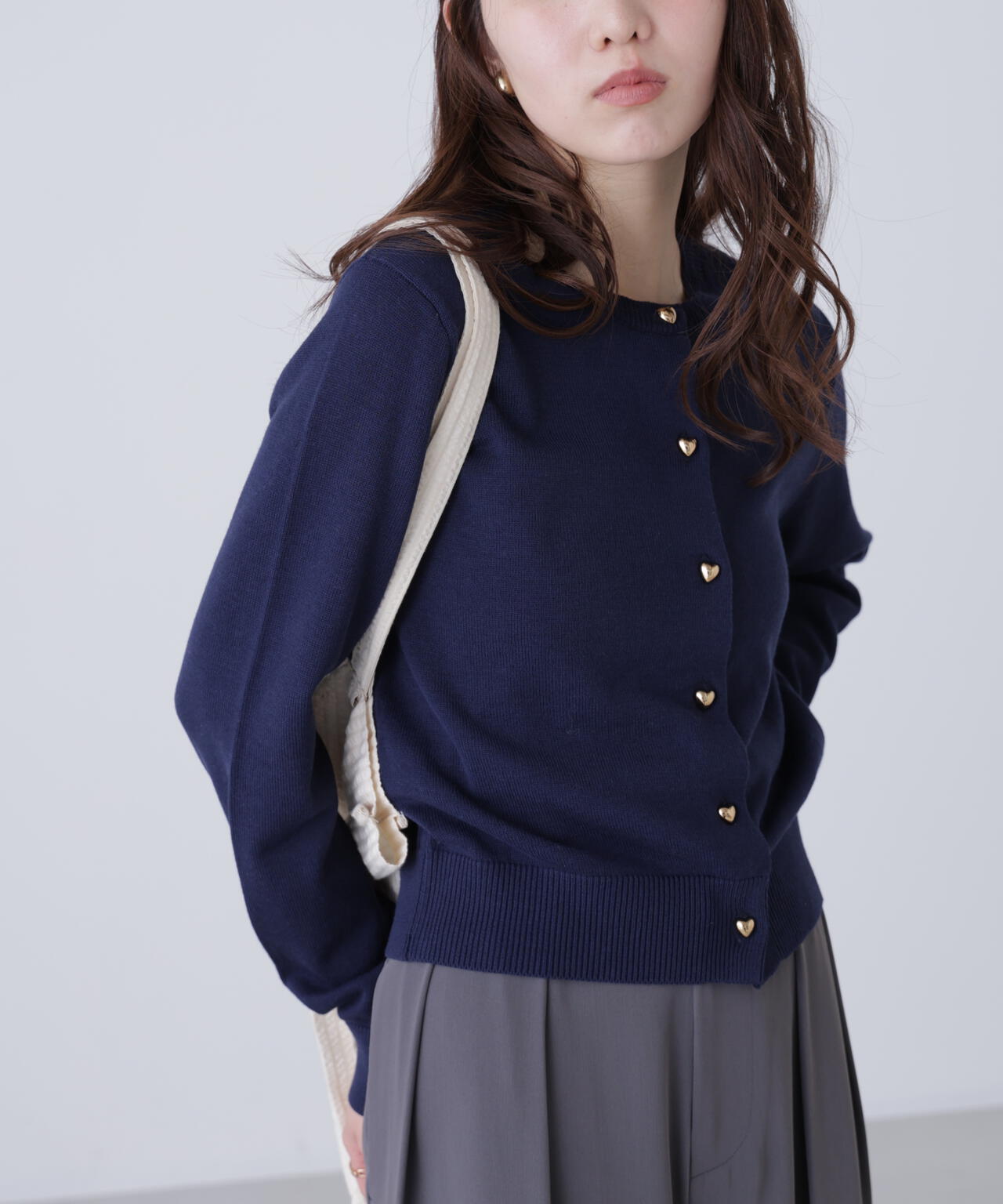 ハートボタンニットカーディガン