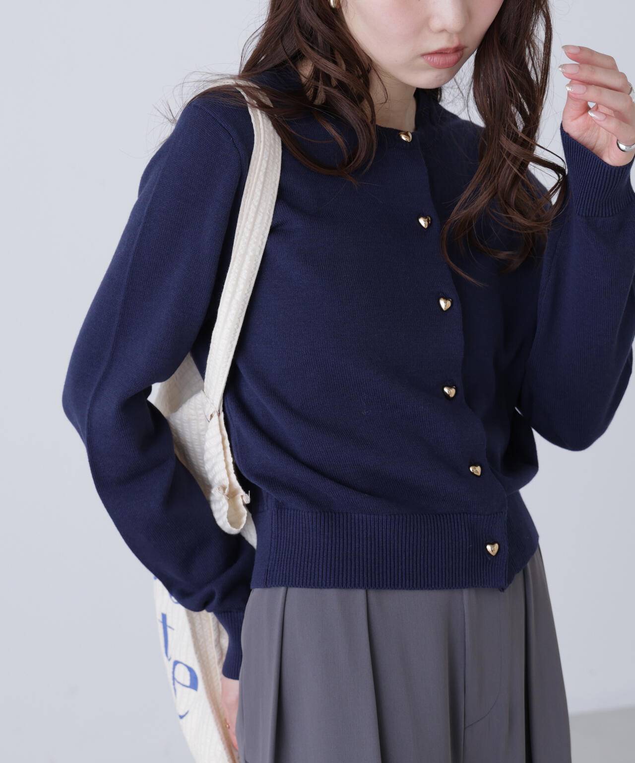 ハートボタンニットカーディガン