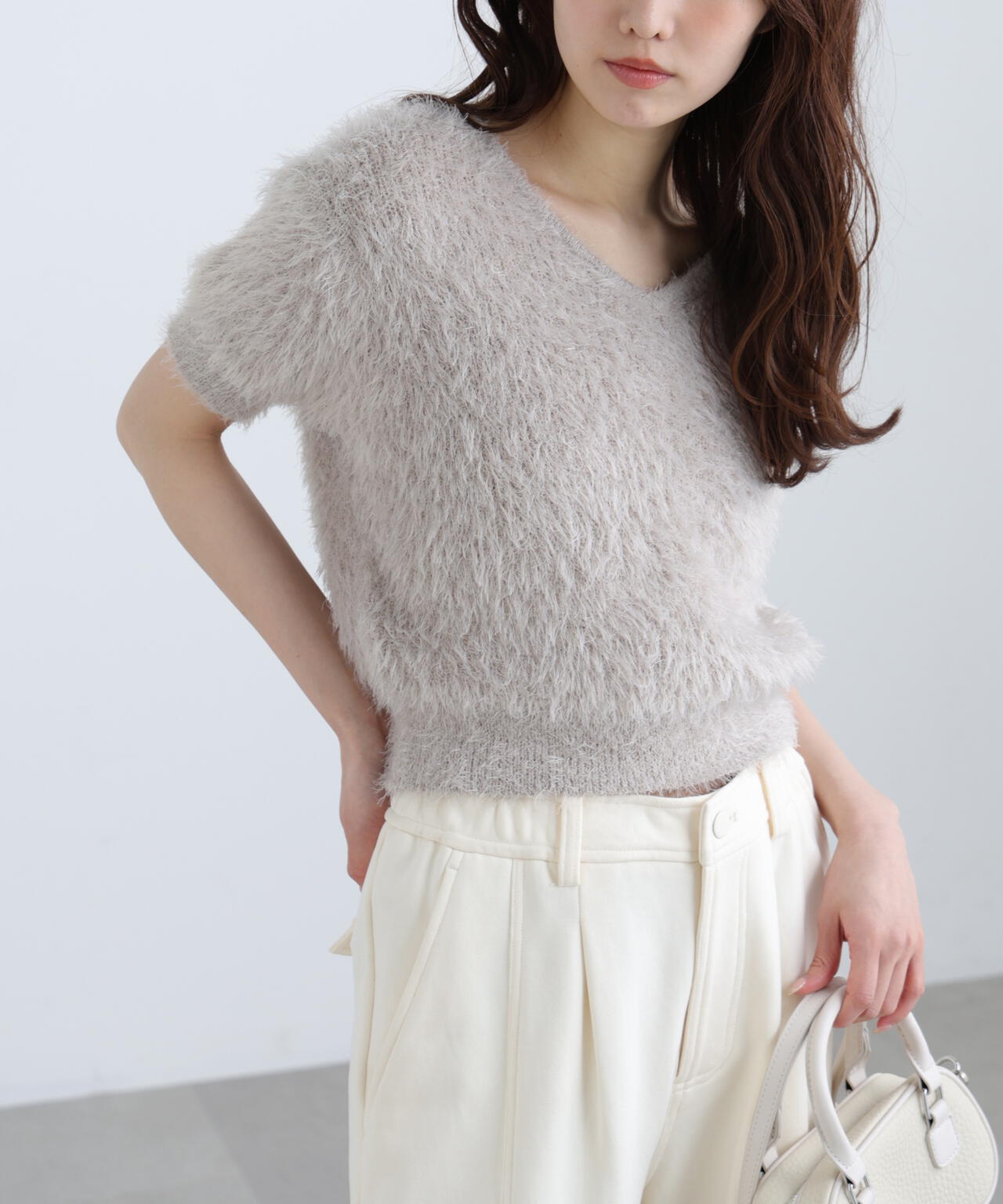 前後2wayシャギー半袖ニット