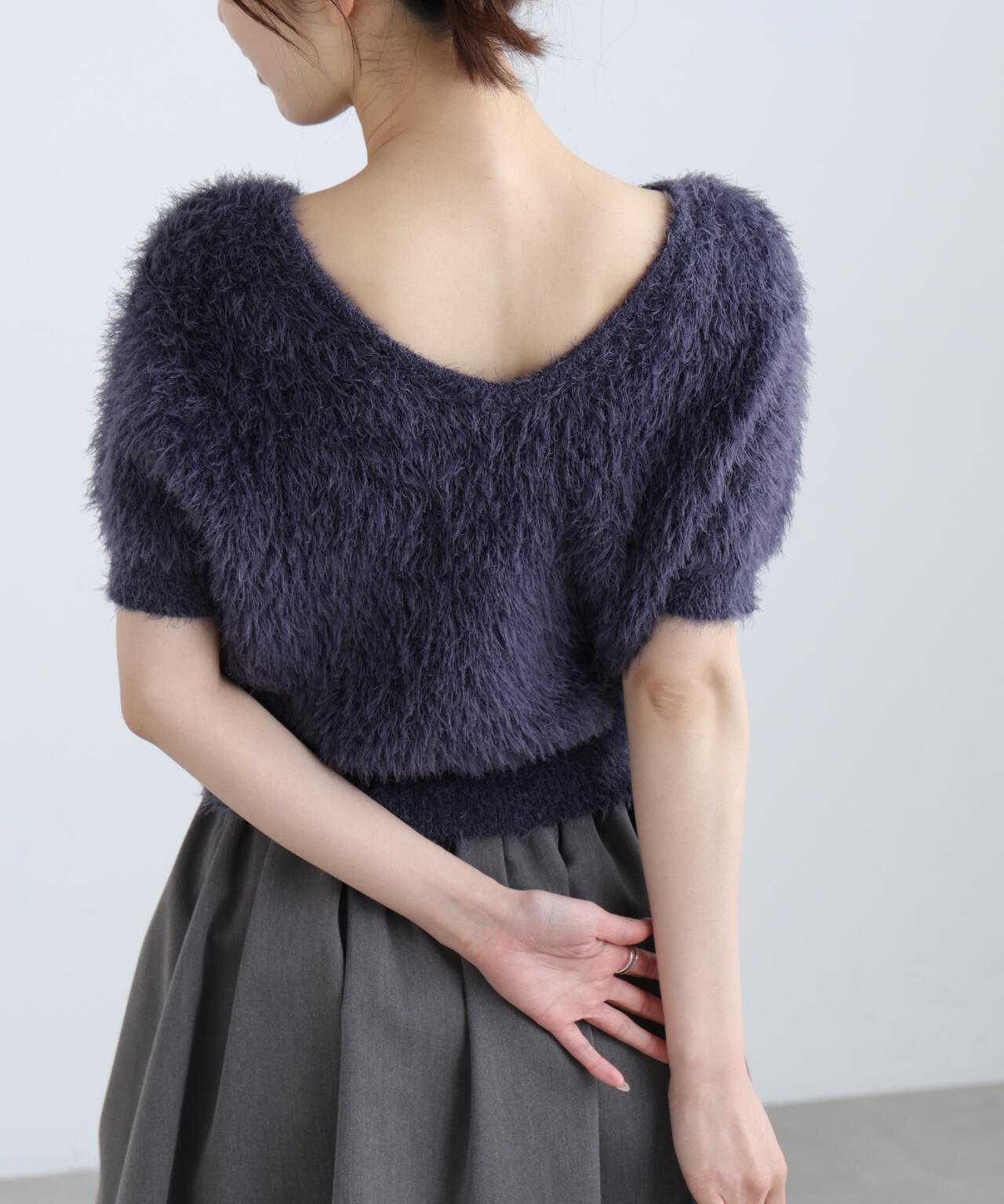 前後2wayシャギー半袖ニット