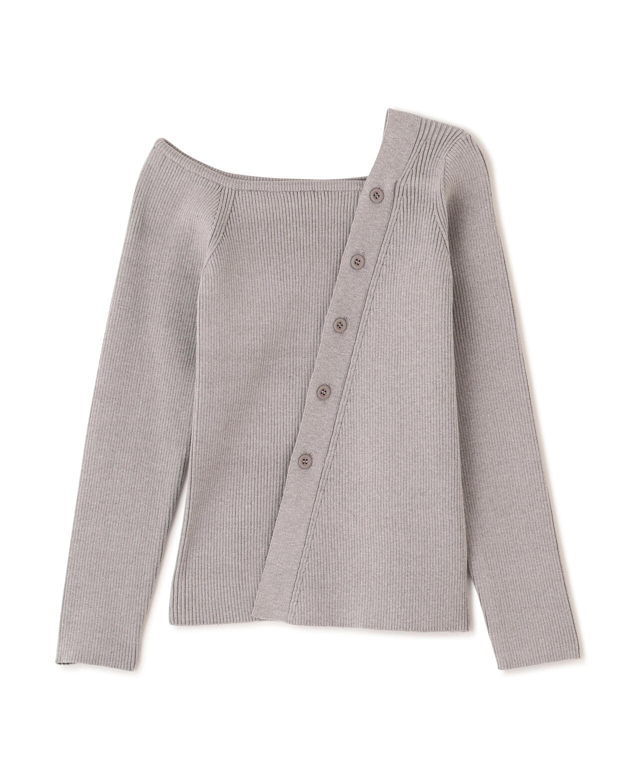 アシメボタンリブニット