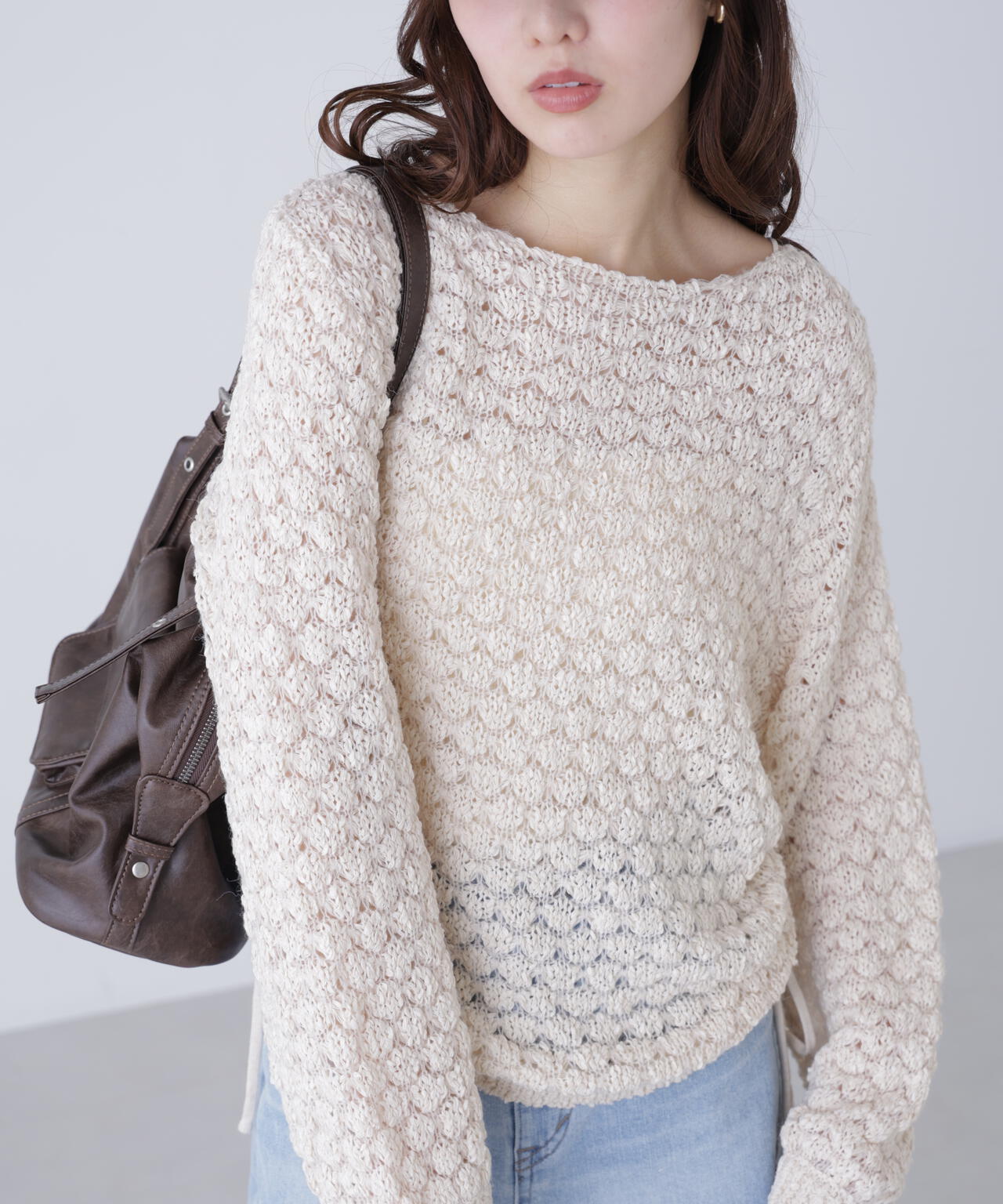 ポコポコワンショル脇ドロストオーバーニット