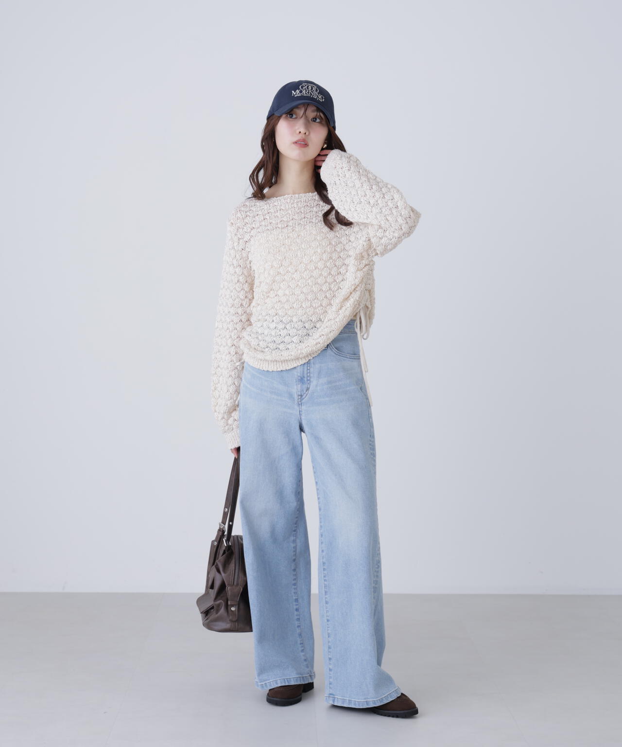 ポコポコワンショル脇ドロストオーバーニット