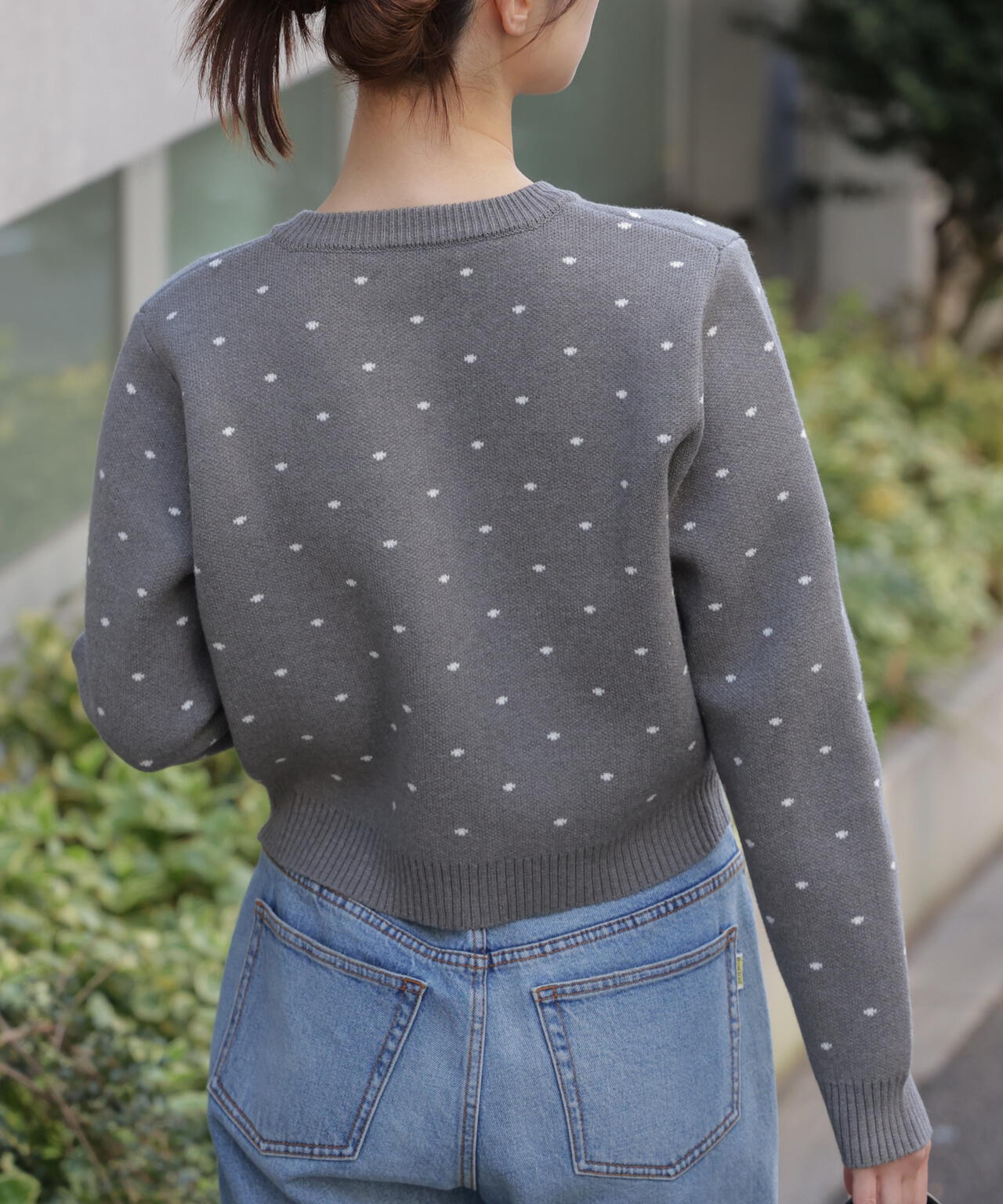 ハートボタンドット柄カーディガン