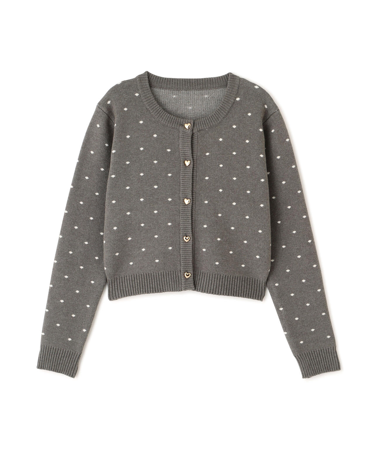 ハートボタンドット柄カーディガン