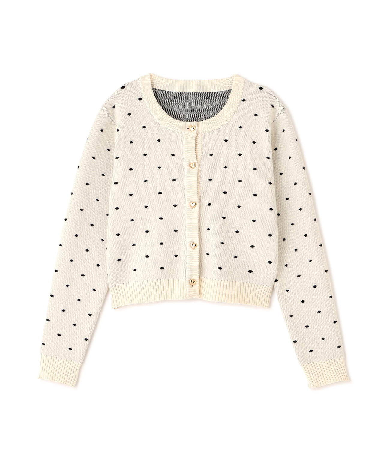 ハートボタンドット柄カーディガン